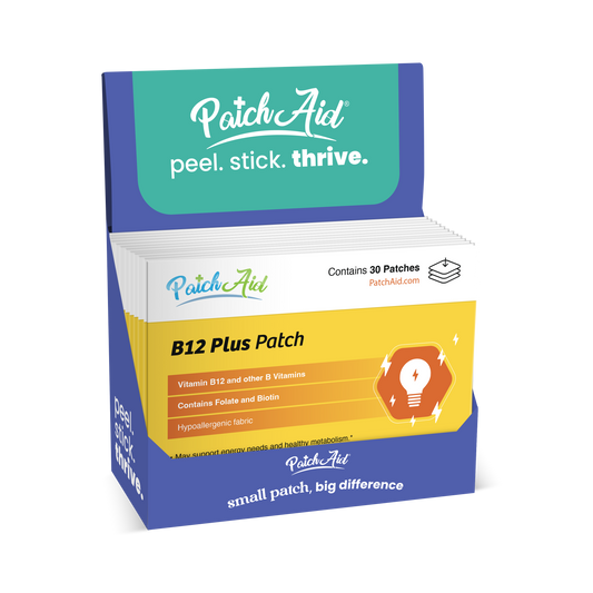 B12 Energy Plus Vitamin Patch - Energy & Mood Support: 12-Pack with Display Case