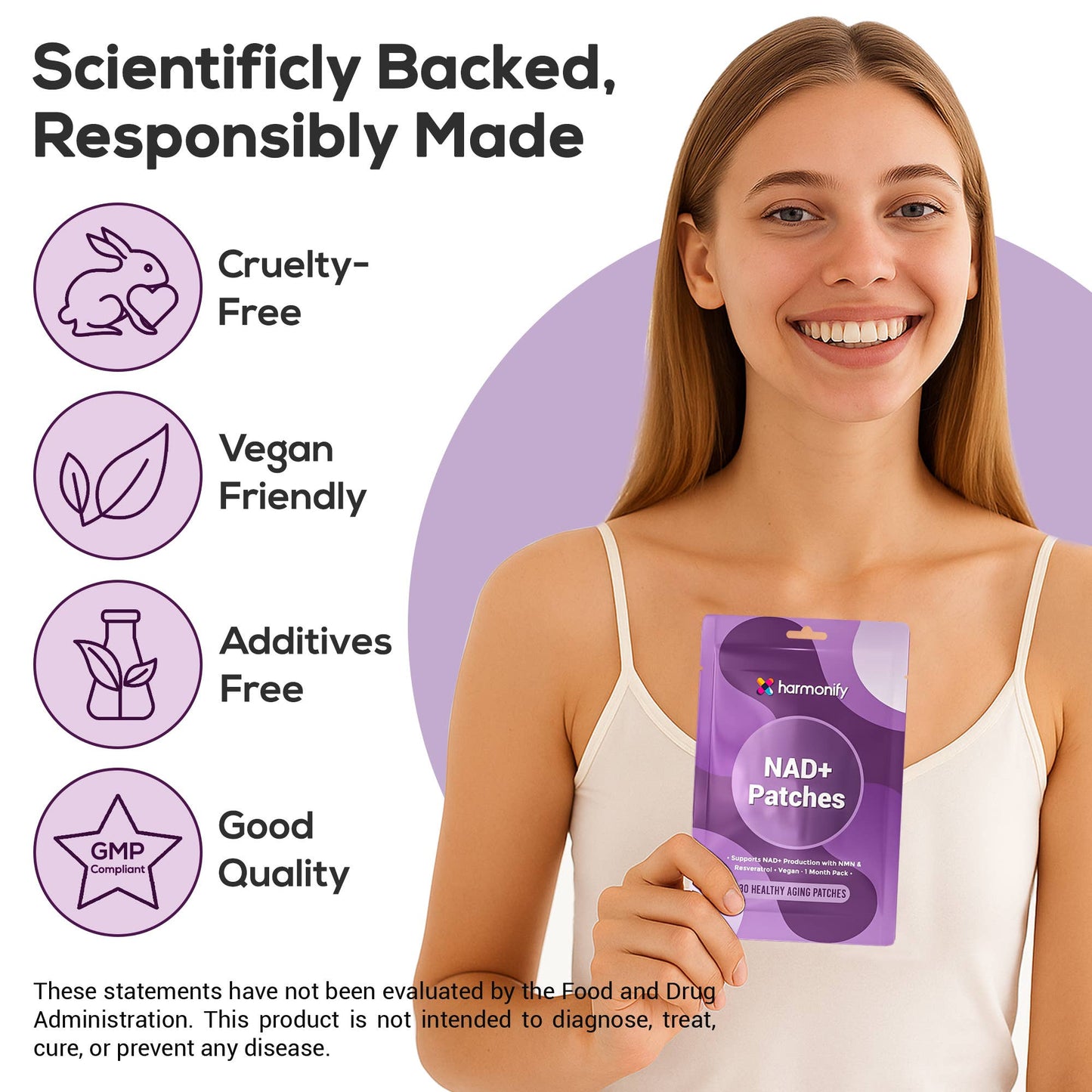 HARMONIFY NAD+ Patches - Cellular Health & Vitality - 30 Pcs