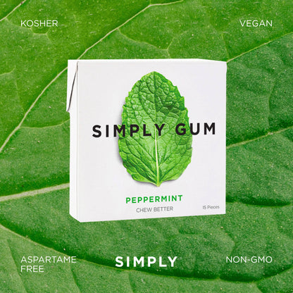 Peppermint Chewing Gum - Natural + Plastic-Free | 12 Pack