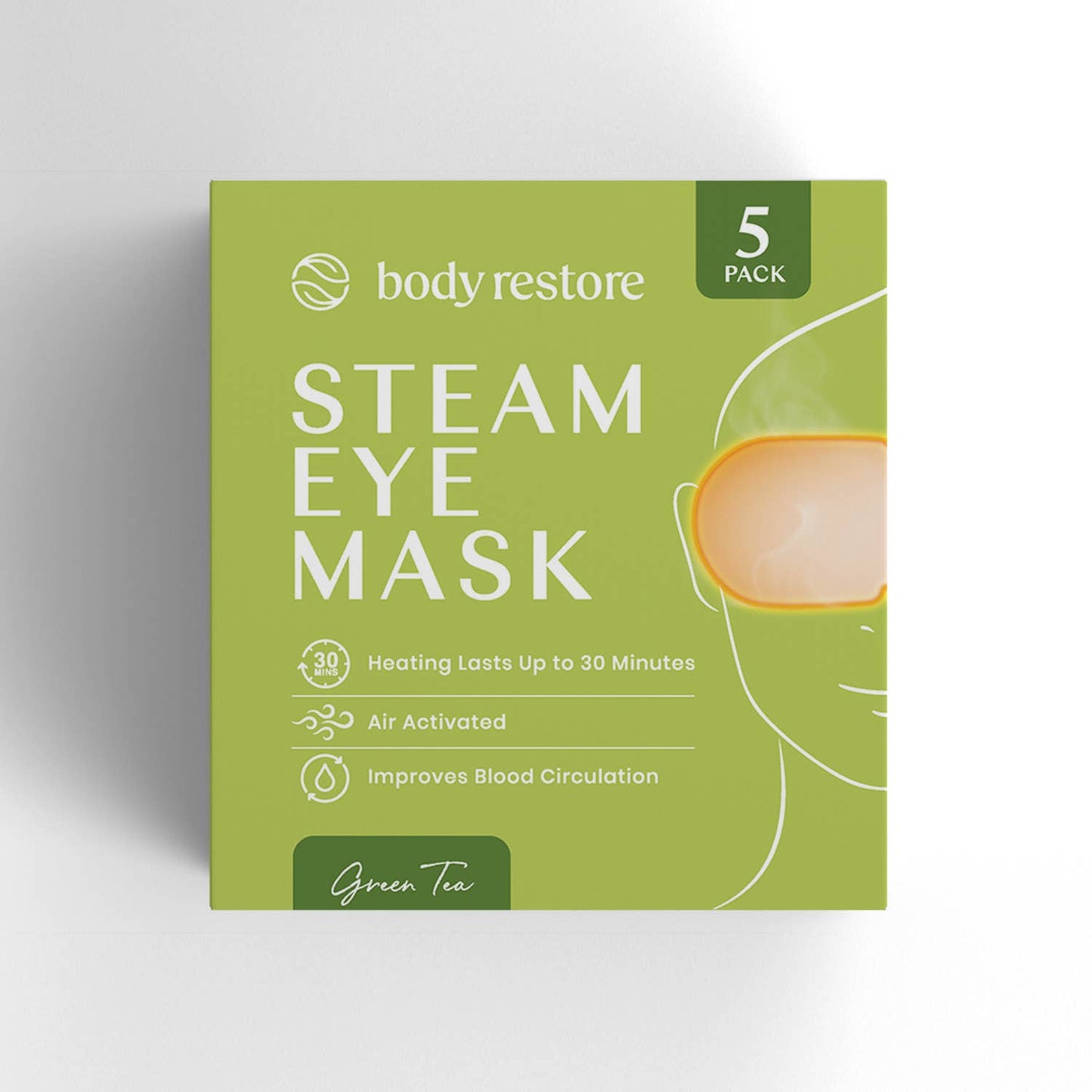 BODY RESTORE Steam Eye Mask Spa Relax Five Packs or Single: SINGLE Green Tea