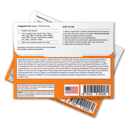 MultiVitamin Plus Patch - Daily Vitamins & Mineral Support: 12-Pack with Display Case