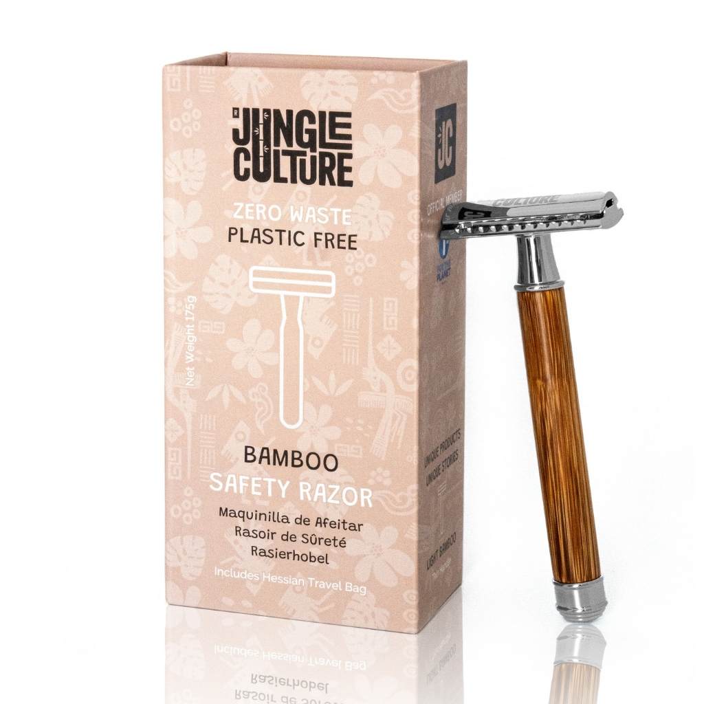 Bamboo Safety Razor - Unisex Eco-Friendly Razors, Zero Waste: Thick Handle / Dark Wood Tone