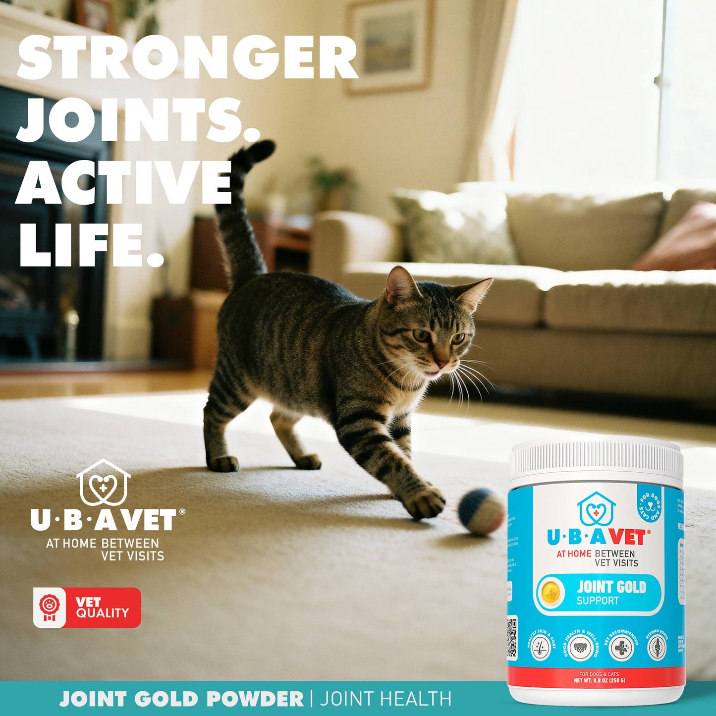 UBAVET Joint Gold Support Powder for Dogs & Cats (8.8 oz)