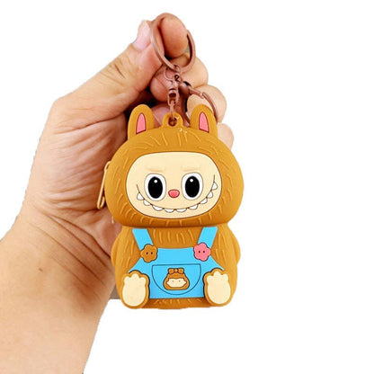 Cartoon Coin Purse Keychain Silicone Wallet Charm 5 Colors: Grey