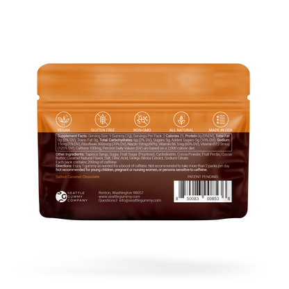 Mocca Shots Salted Caramel Chocolate Caffeine Gummy |12-Pack