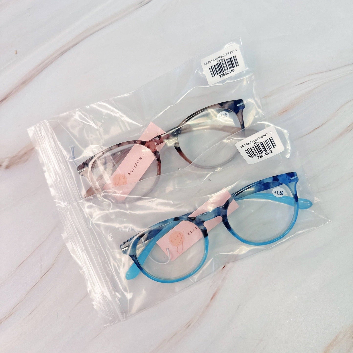 Color Tortoise Reading Glasses: Blue Mint / 1.5