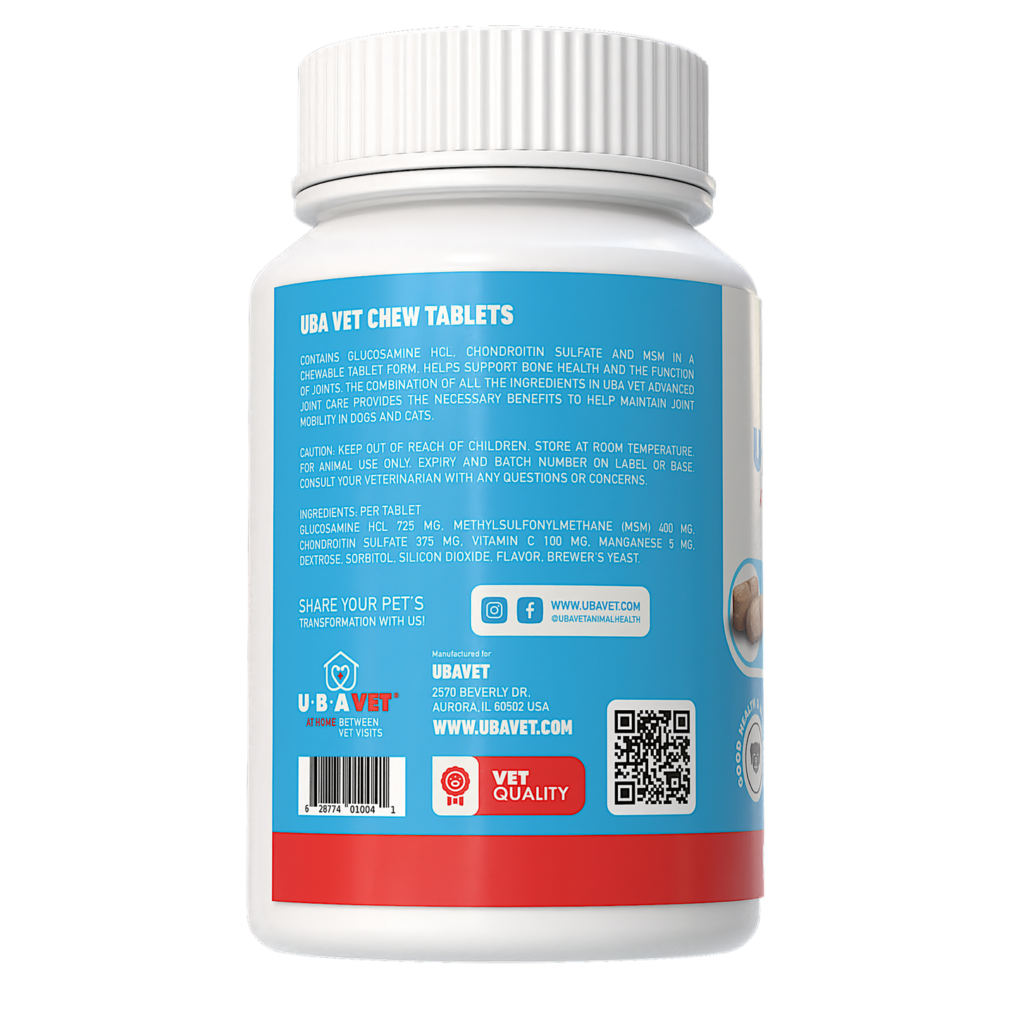 UBAVET Joint Support Chew Tablets for Dog & Cats: 90 ct