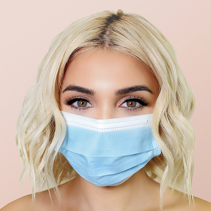 Blue Face Masks 50pk 3ply Disposable, Non-medical