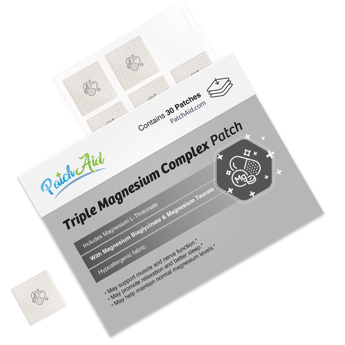 Triple Magnesium Complex Patch - Relaxation & Muscle Support: 12-Pack with Display Case