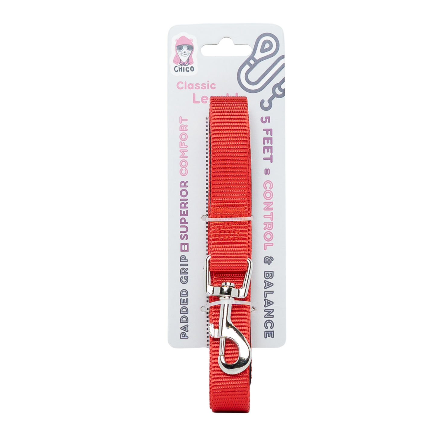 Padded Grip Dog Leash (5ft): Light Blue