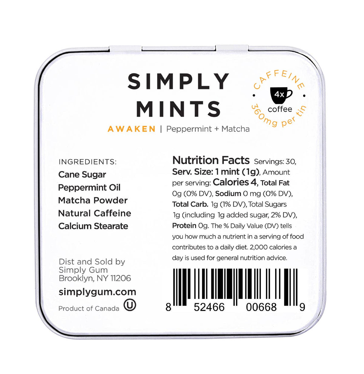 Simply Mints - Awaken (Caffeine) | Pack of Six