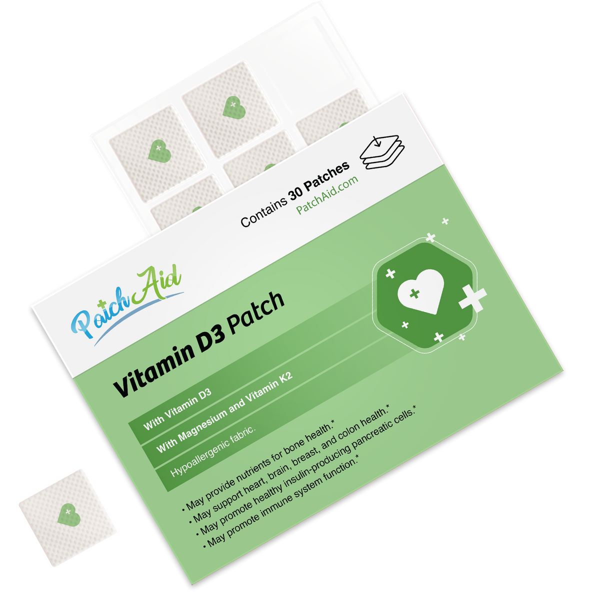 Vitamin D3 with K2 Patch - Bone, Heart & Immune Support: 12-Pack with Display Case
