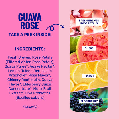Guava Rose Sparkling Prebiotic + Probiotic Drink