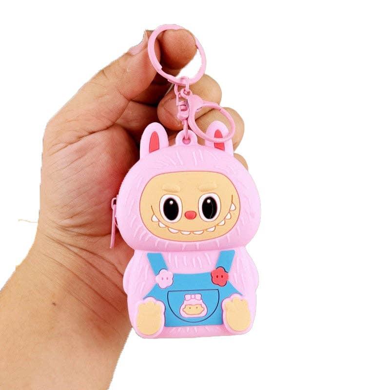 Cartoon Coin Purse Keychain Silicone Wallet Charm 5 Colors: Purple