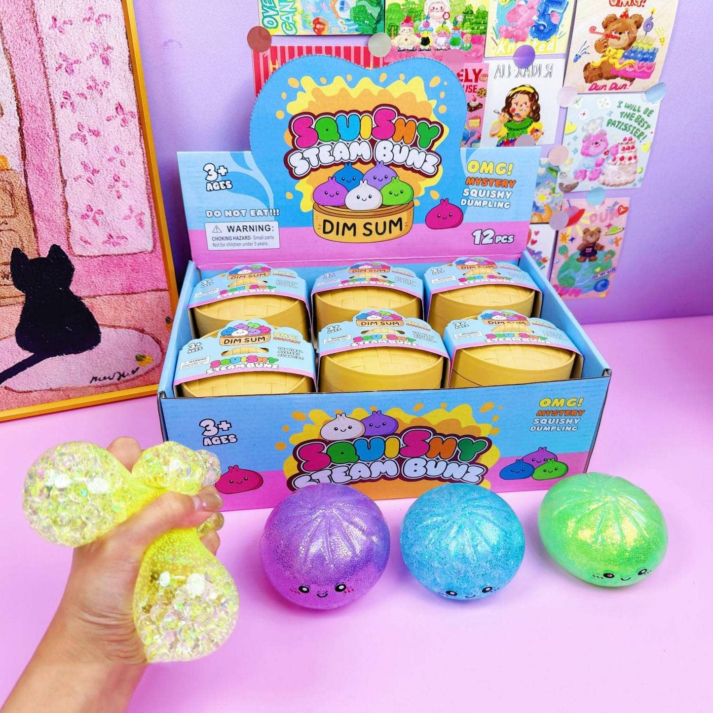Glitter Bead Dumpling Shape Squishy Stress Relief Toy: Glitter Bead Emoji Dumpling / ONE SIZE