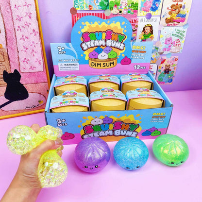 Glitter Bead Dumpling Shape Squishy Stress Relief Toy: Glitter Bead Emoji Dumpling / ONE SIZE