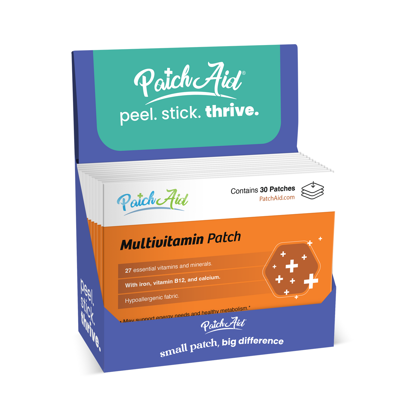 MultiVitamin Plus Patch - Daily Vitamins & Mineral Support: 12-Pack with Display Case