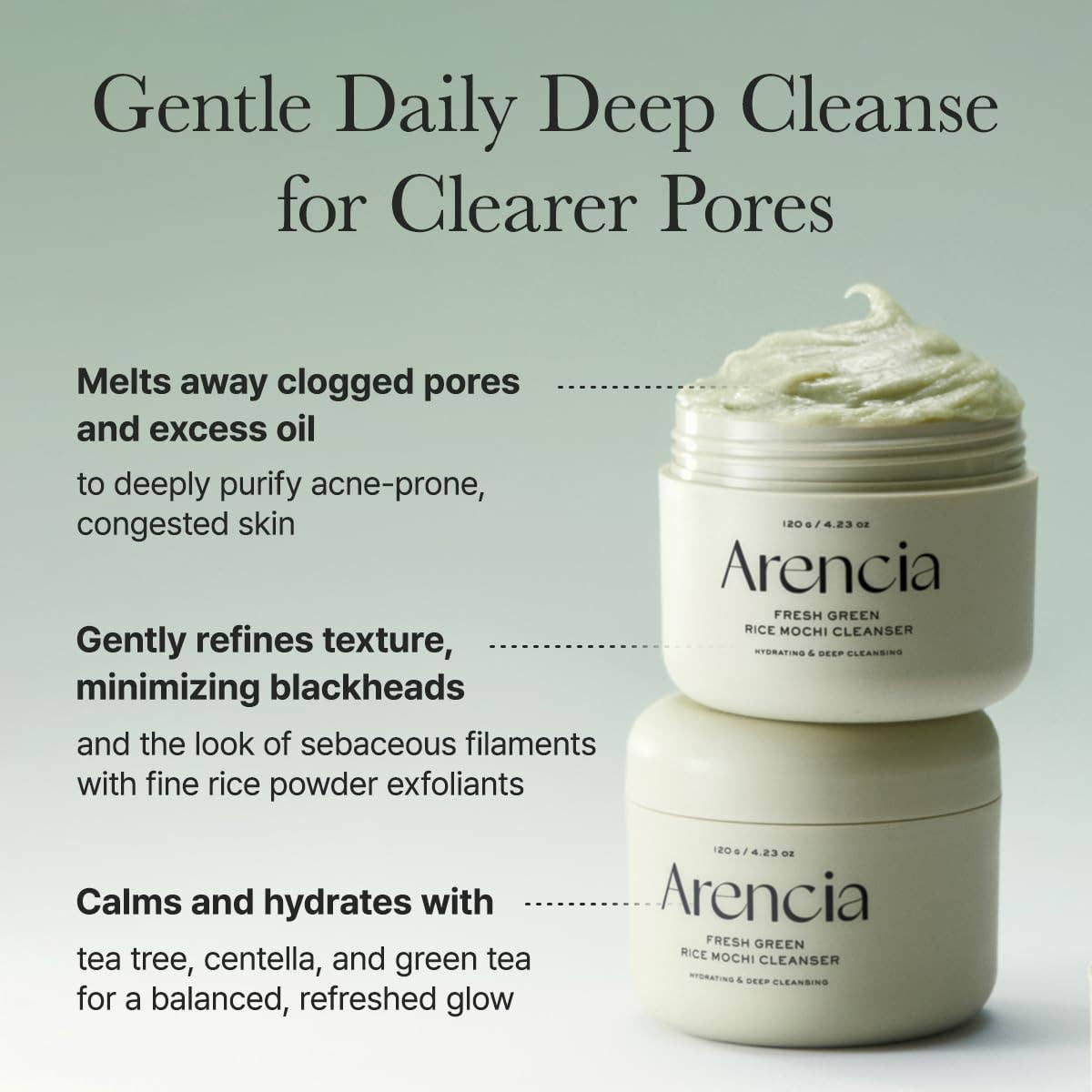 Arencia Fresh Green Rice Mochi Cleanser 4.23oz | Wholsale K-Beauty