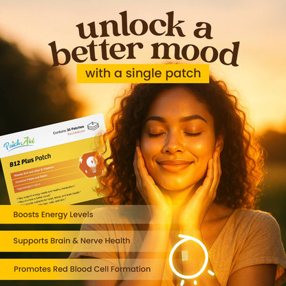 B12 Energy Plus Vitamin Patch - Energy & Mood Support: 12-Pack with Display Case