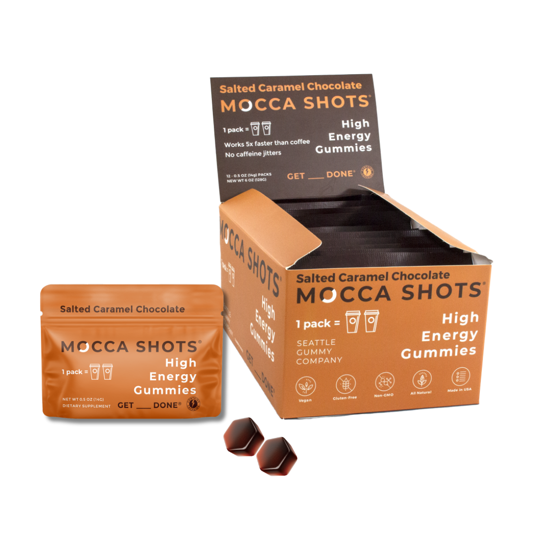 Mocca Shots Salted Caramel Chocolate Caffeine Gummy |12-Pack