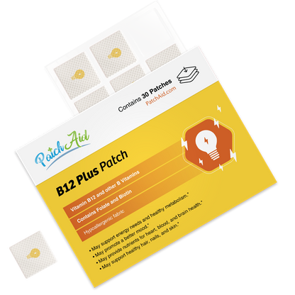 B12 Energy Plus Vitamin Patch - Energy & Mood Support: 12-Pack with Display Case