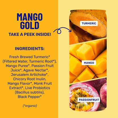 Mango Gold Sparkling Prebiotic + Probiotic Drink