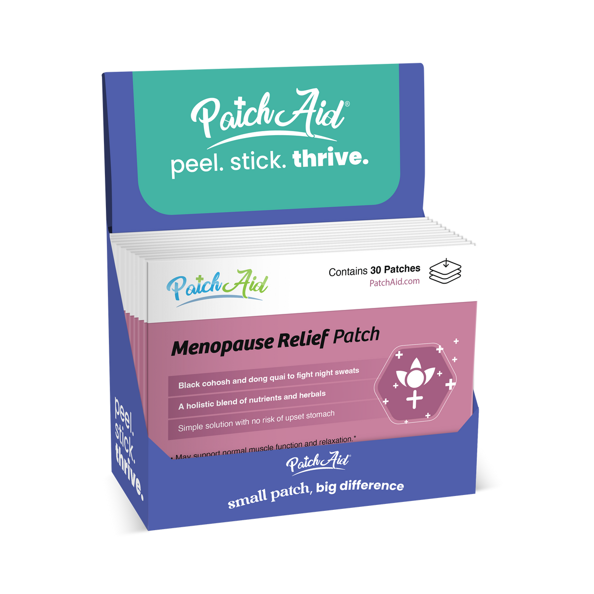 Menopause Relief Patch - Natural Symptom Relief & Support: 12-Pack with Display Case