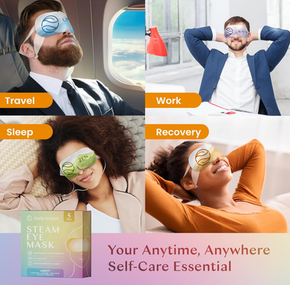 BODY RESTORE Steam Eye Mask Spa Relax Five Packs or Single: 5 PACK Lavender