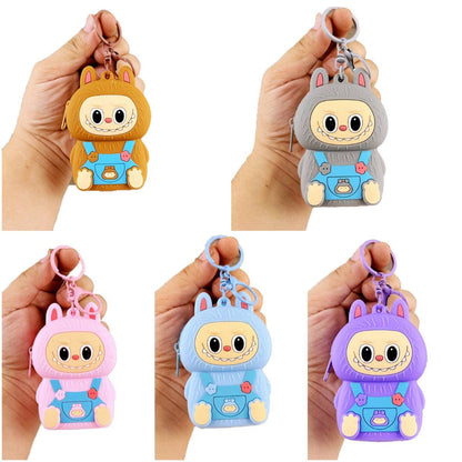 Cartoon Coin Purse Keychain Silicone Wallet Charm 5 Colors: Grey