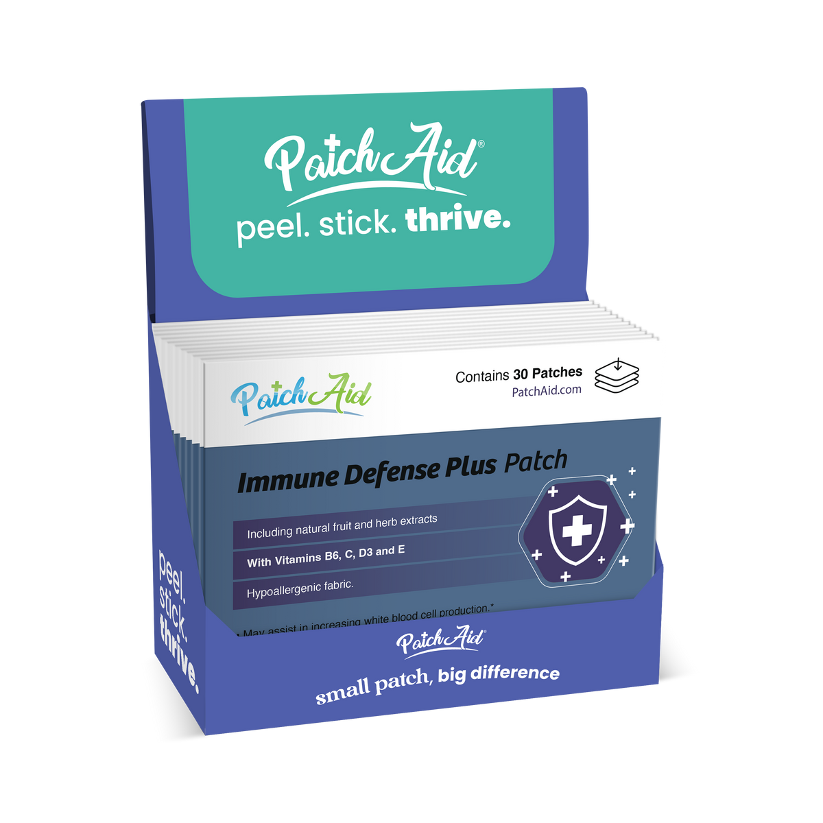 Immune Defense Plus Patch - Immune Support with Zinc & C, D: 12-Pack with Display Case