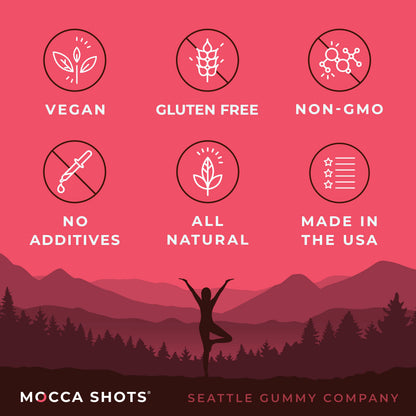 Mocca Shots Chocolate Raspberry Caffeine Gummy |12-Pack