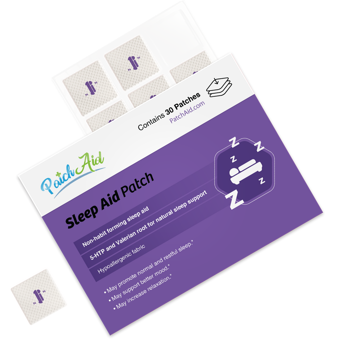 Sleep Aid Topical Vitamin Patch - Natural Sleep Support: 12-Pack with Display Case