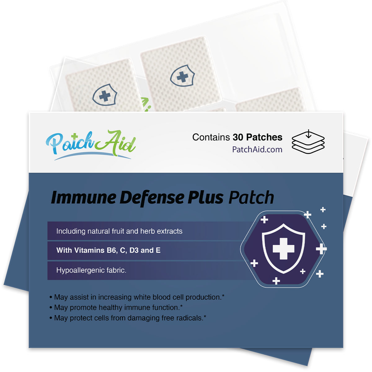 Immune Defense Plus Patch - Immune Support with Zinc & C, D: 12-Pack with Display Case