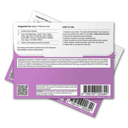 Anti-Aging Complete Vitamin Patch - Skin Health & Vitality: 12-Pack with Display Case