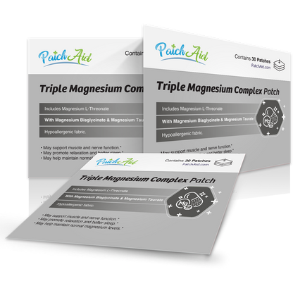 Triple Magnesium Complex Patch - Relaxation & Muscle Support: 12-Pack with Display Case