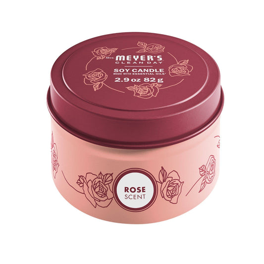 Mrs. Meyer's Limited Edition Soy Tin Candle, Rose, 2.9 oz