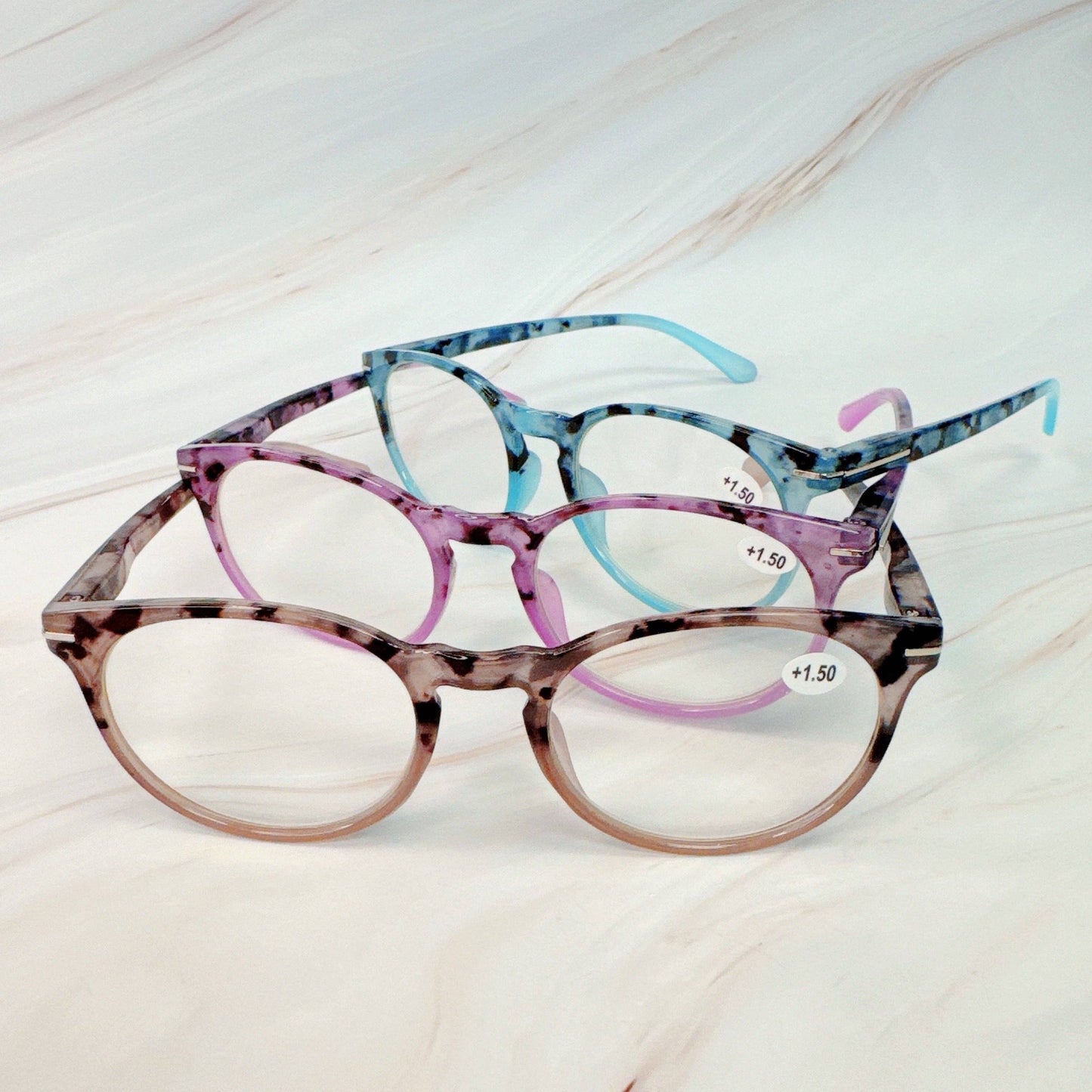 Color Tortoise Reading Glasses: Pink / 1.5