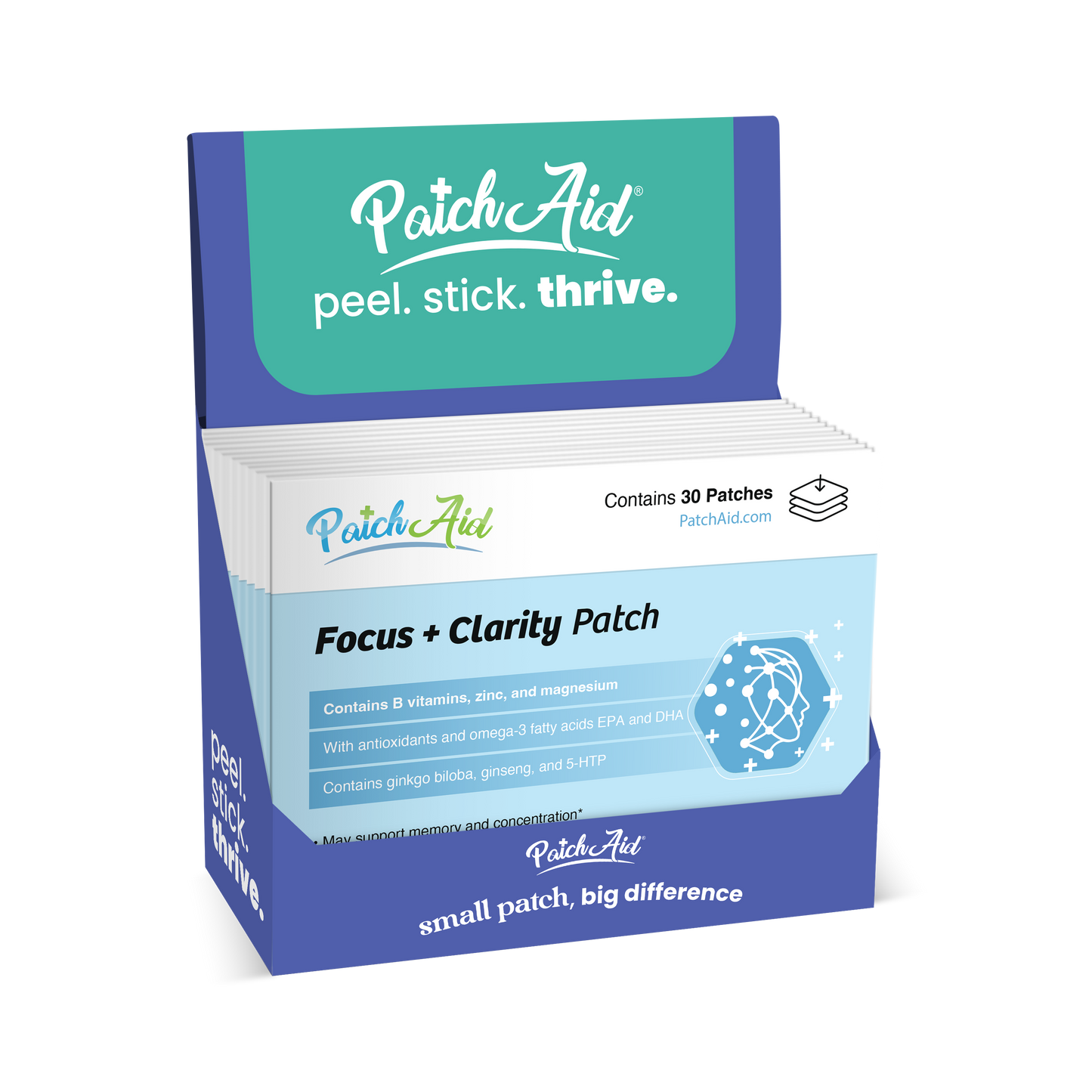 Focus and Clarity Patch - Cognitive & Memory Function: 12-Pack with Display Case