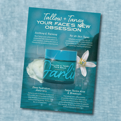 Tallow Face Balm | Natural Blue Tansy Skincare Moisturizer