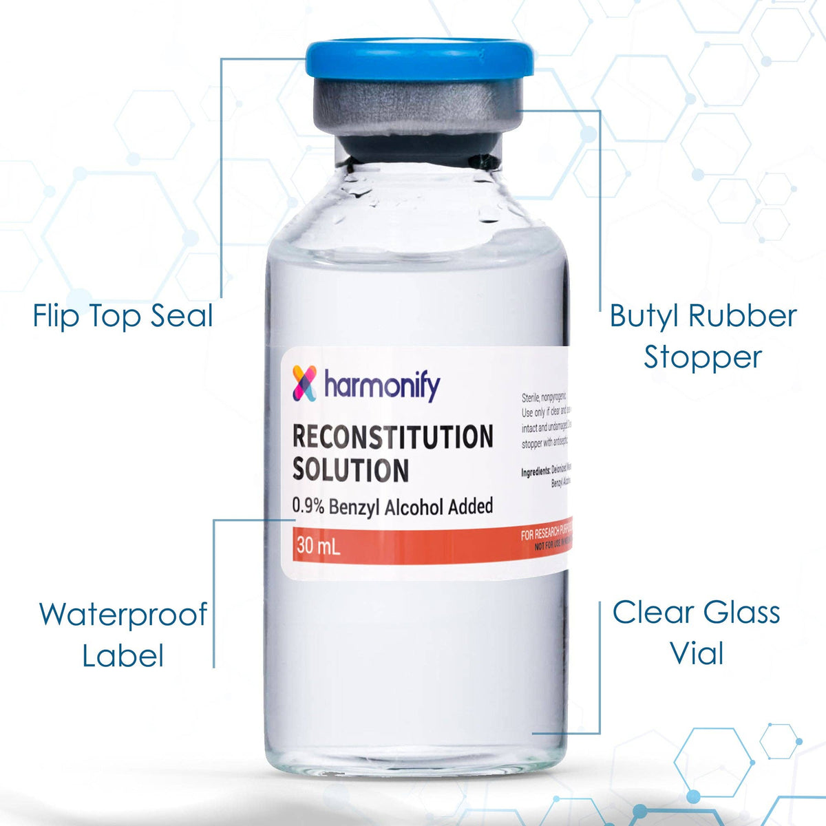 HARMONIFY Reconstitution Solution – 6 Pack 30 mL Premium Glass Vials