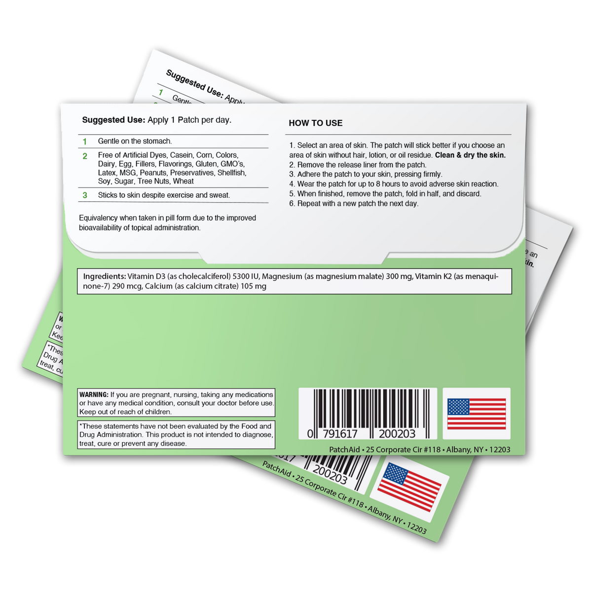 Vitamin D3 with K2 Patch - Bone, Heart & Immune Support: 12-Pack with Display Case