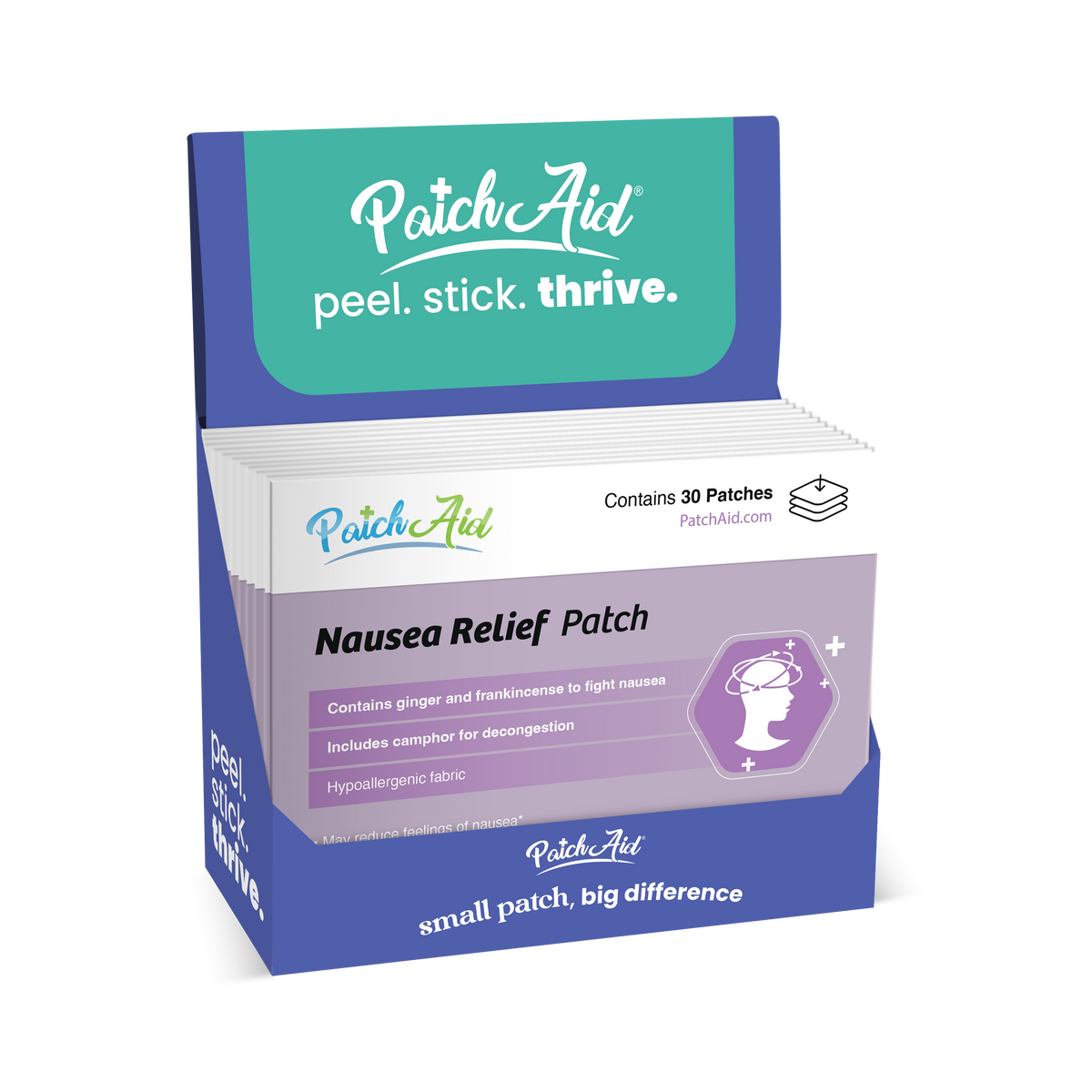 Nausea Relief Patch - Gentle & Natural Nausea Remedy: 12-Pack with Display Case