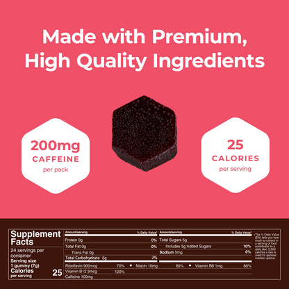 Mocca Shots Chocolate Raspberry Caffeine Gummy |12-Pack
