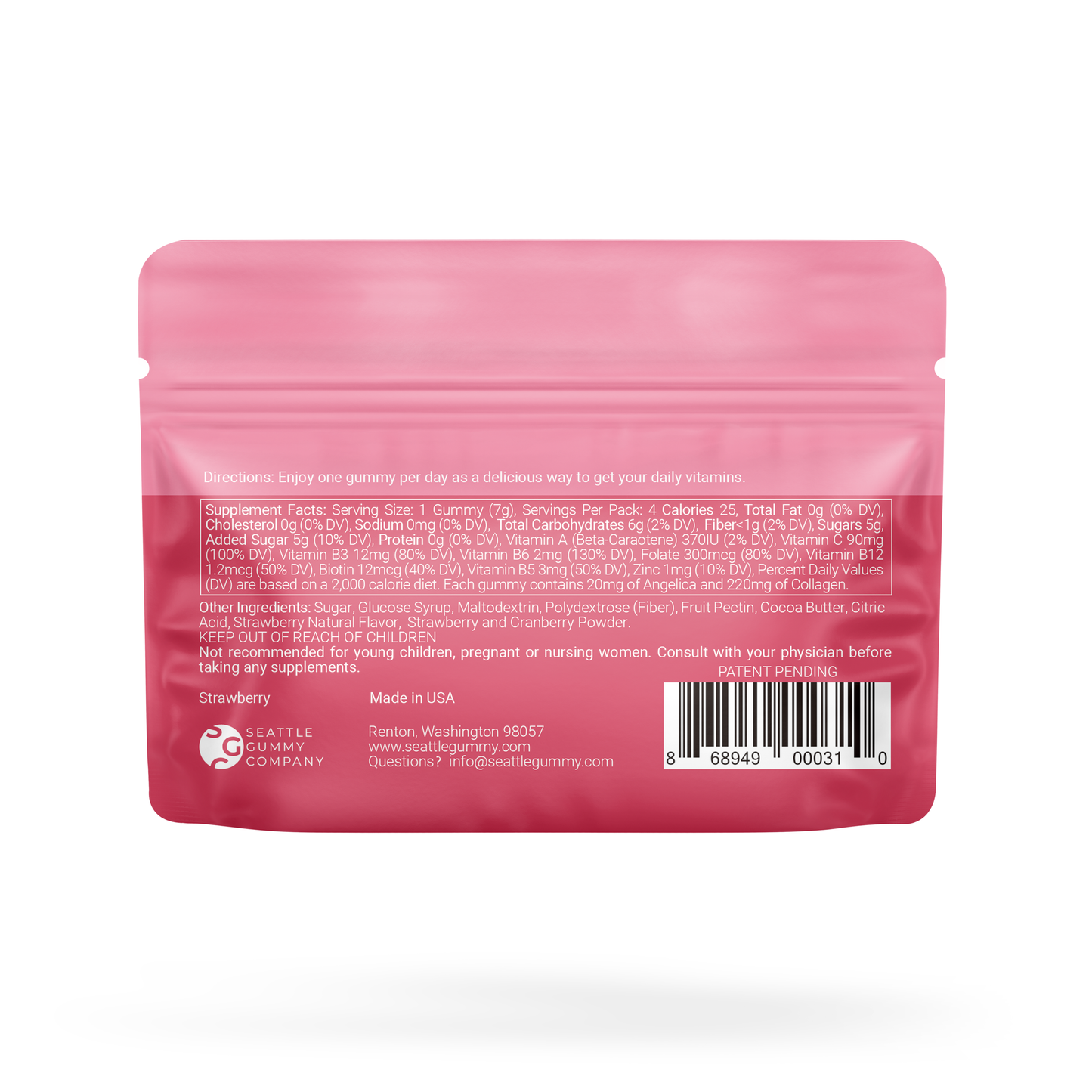 Beauty Gummy Multivitamin with Angelica |12-pack,Strawberry