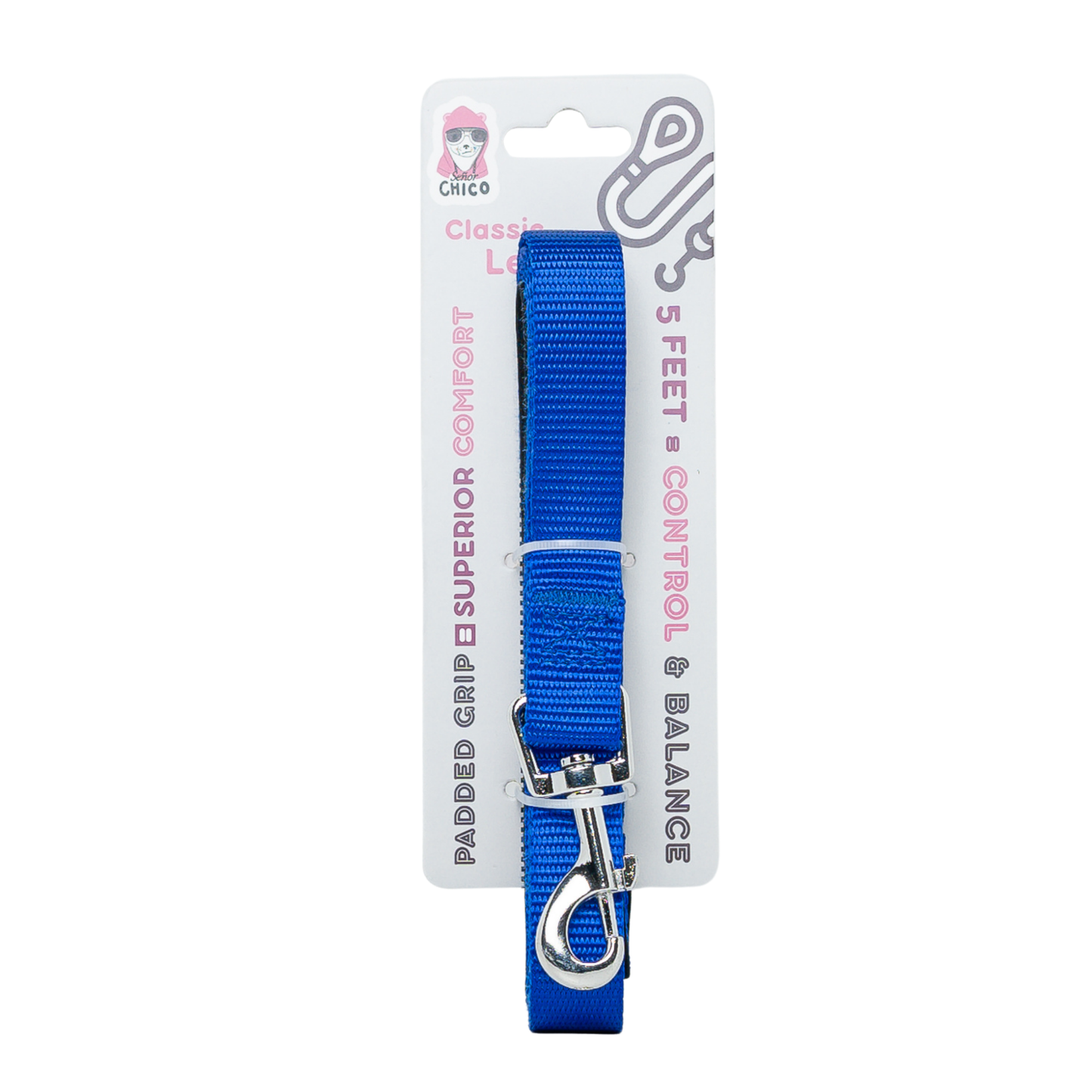 Padded Grip Dog Leash (5ft): Red
