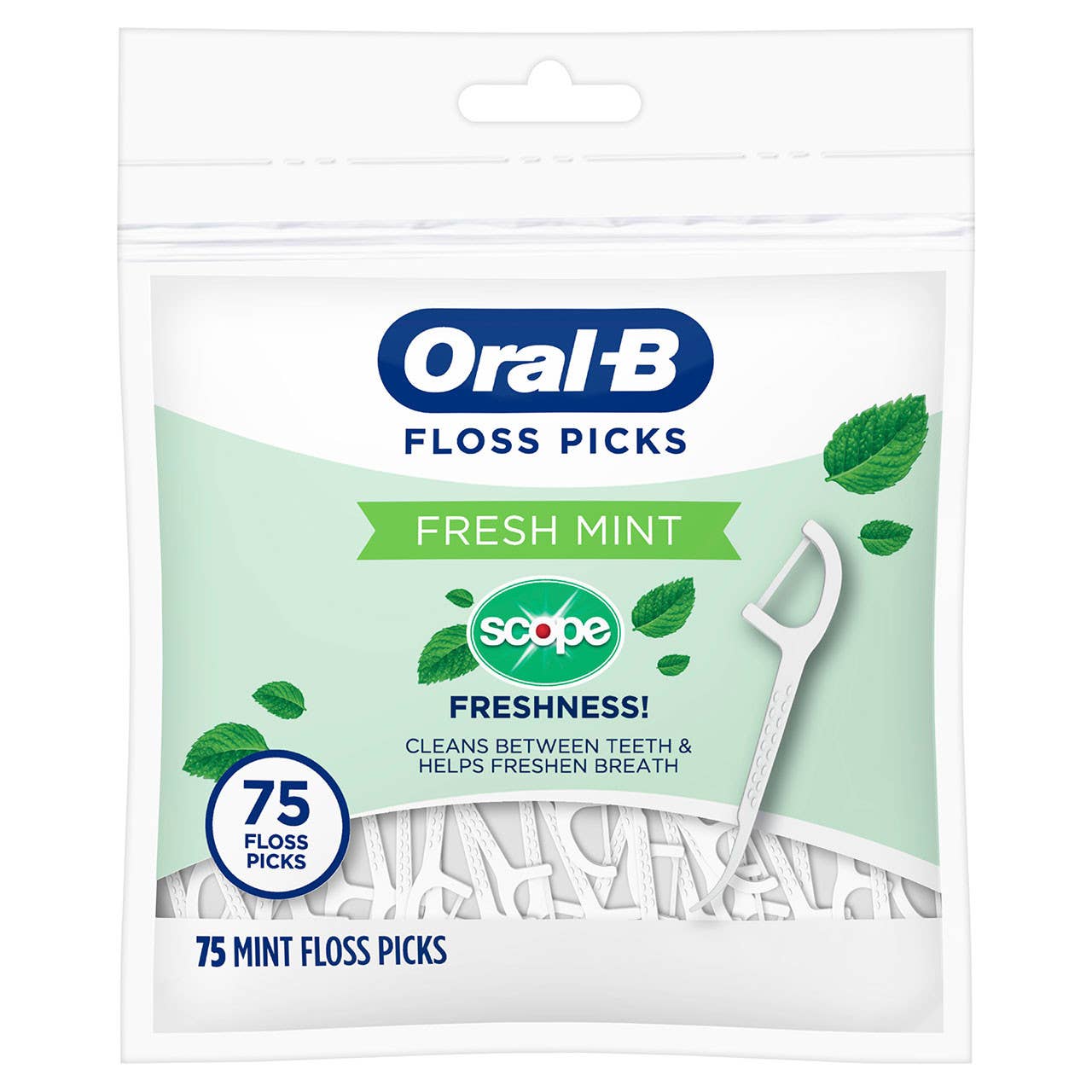 Oral-B Burst of Scope Dental Floss Picks, Fresh Mint, 75 ct