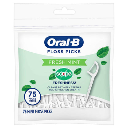 Oral-B Burst of Scope Dental Floss Picks, Fresh Mint, 75 ct