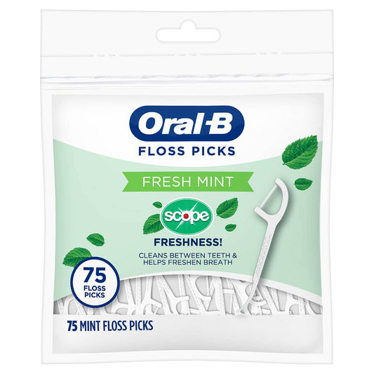 Oral-B Burst of Scope Dental Floss Picks, Fresh Mint, 75 ct