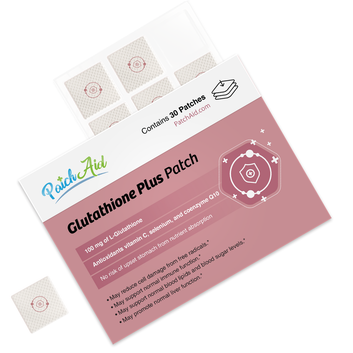 Glutathione Plus Patch - Antioxidant & Detox Support: 12-Pack with Display Case