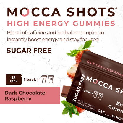 Mocca Shots Energy Gummies SUGAR FREE | 12-Pack, Strawberry